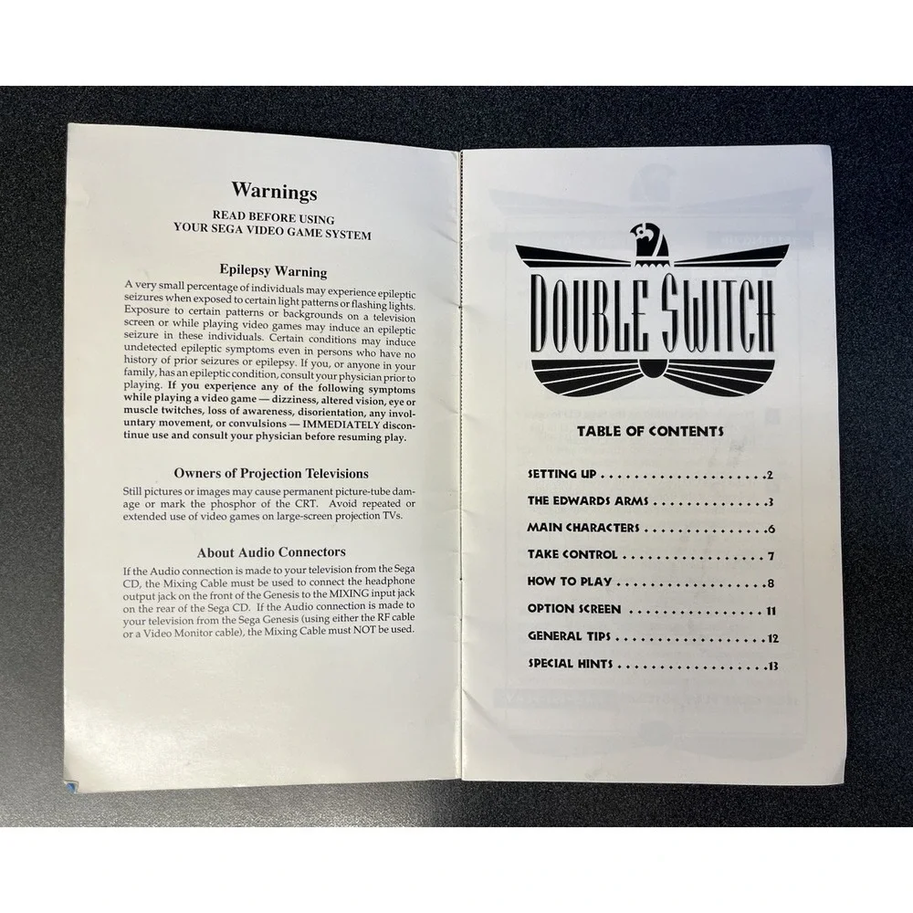 Double Switch Instruction Booklet Manual Only Sega CD 1993